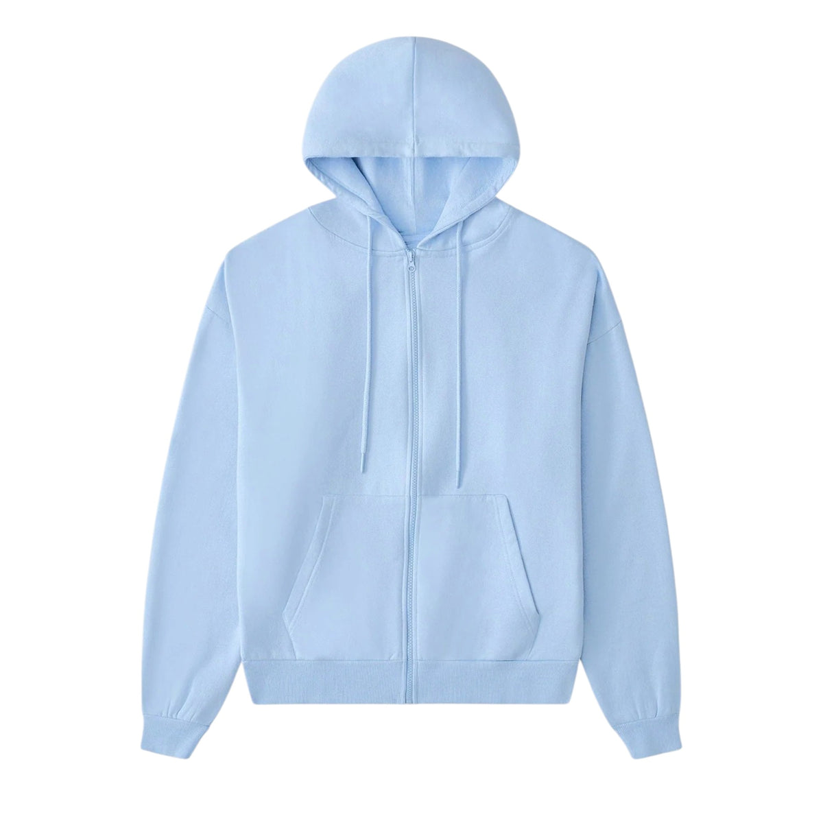 THARVEN Men's Blue Boxy-Fit Zip-Up Hoodie