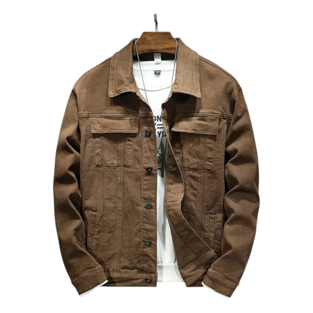 THARVEN Men's Slim Fit Stretch Denim Trucker Jacket