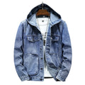 THARVEN Men's Hooded Denim Trucker Jacket with Button Closure and Large Pockets