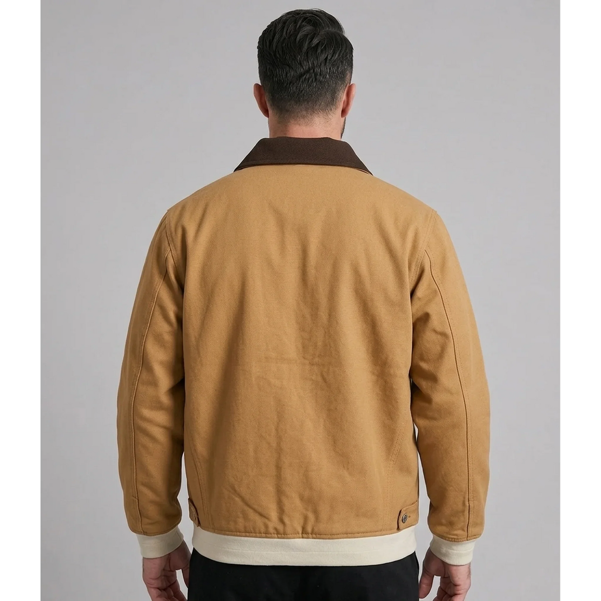 THARVEN Men's British Style Contrast Lapel Loose Fit Workwear Jacket
