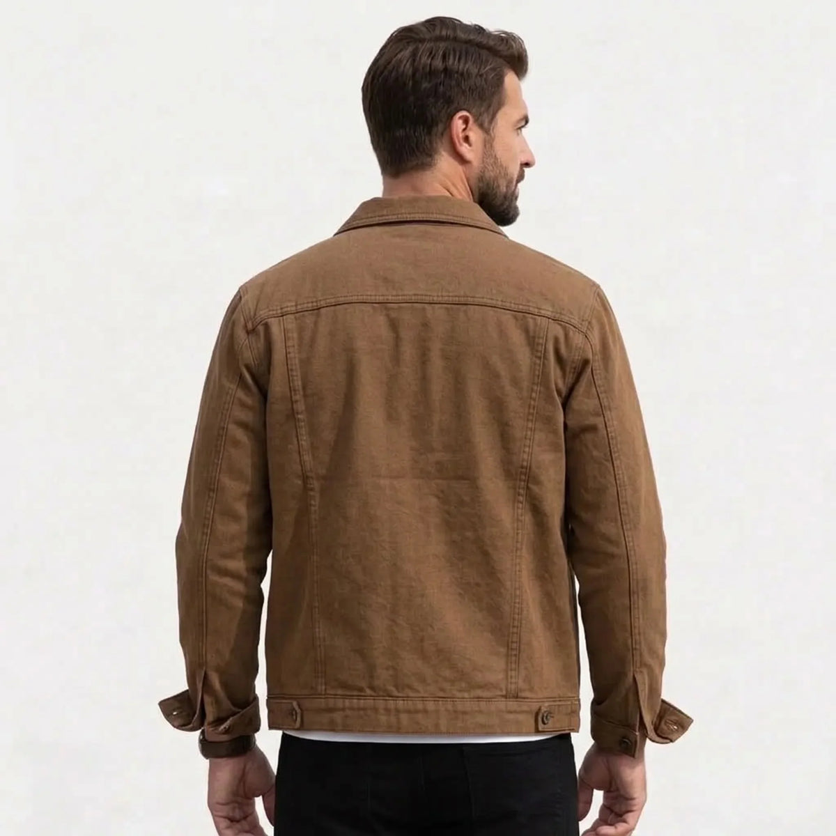 THARVEN Men's Slim Fit Stretch Denim Trucker Jacket
