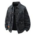 THARVEN Men's Relaxed Fit Denim Workwear Trucker Jacket with Utility Pockets