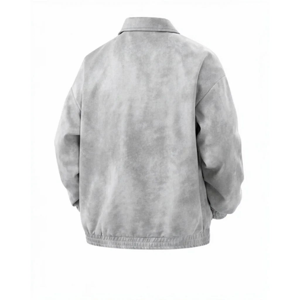 THARVEN Men's American Retro Loose Fit PU Leather Lapel Jacket