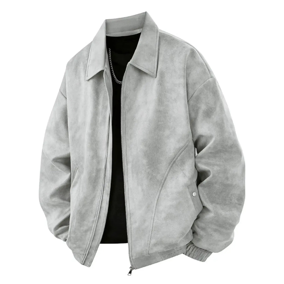 THARVEN Men's American Retro Loose Fit PU Leather Lapel Jacket