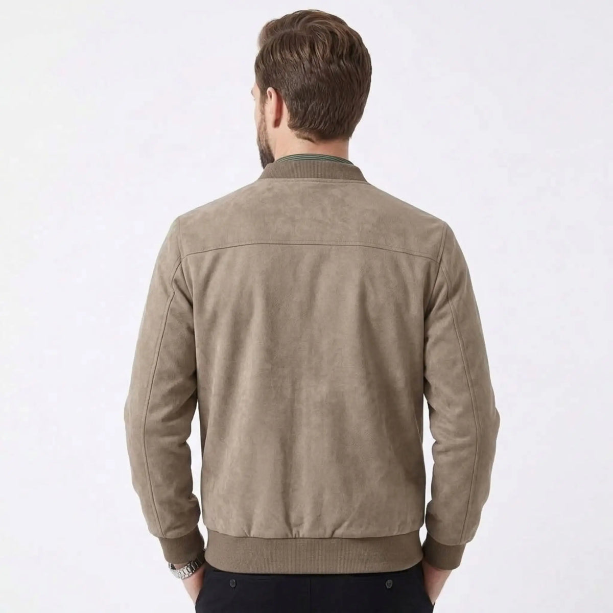 THARVEN Men's Suede-Lined Thermal Zip-Up Stand Collar Sports Jacket