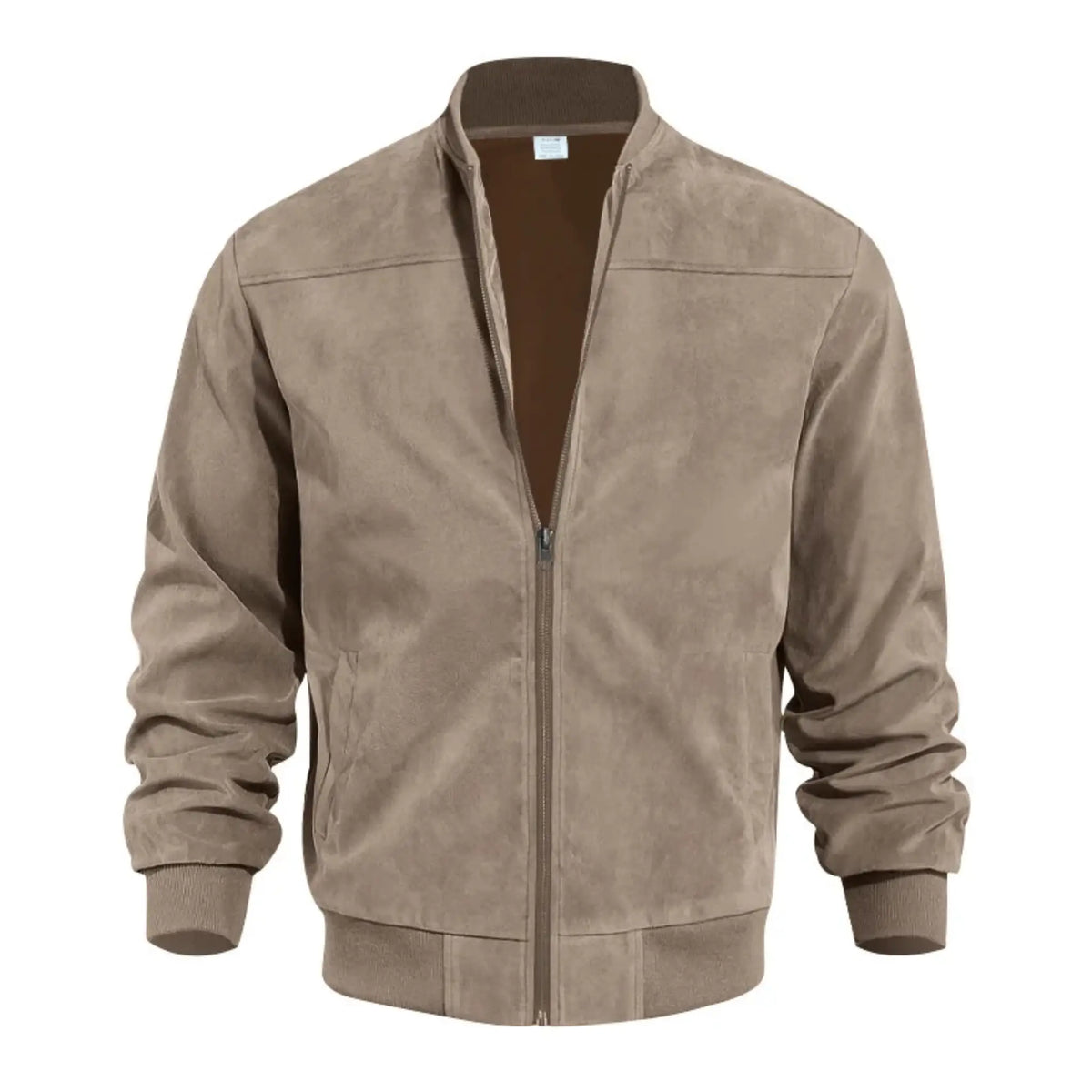 THARVEN Men's Suede-Lined Thermal Zip-Up Stand Collar Sports Jacket