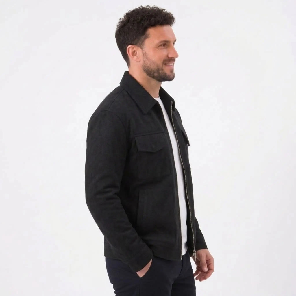 THARVEN Men's Thickened Slim Fit Zipper Jacket with Large Pockets